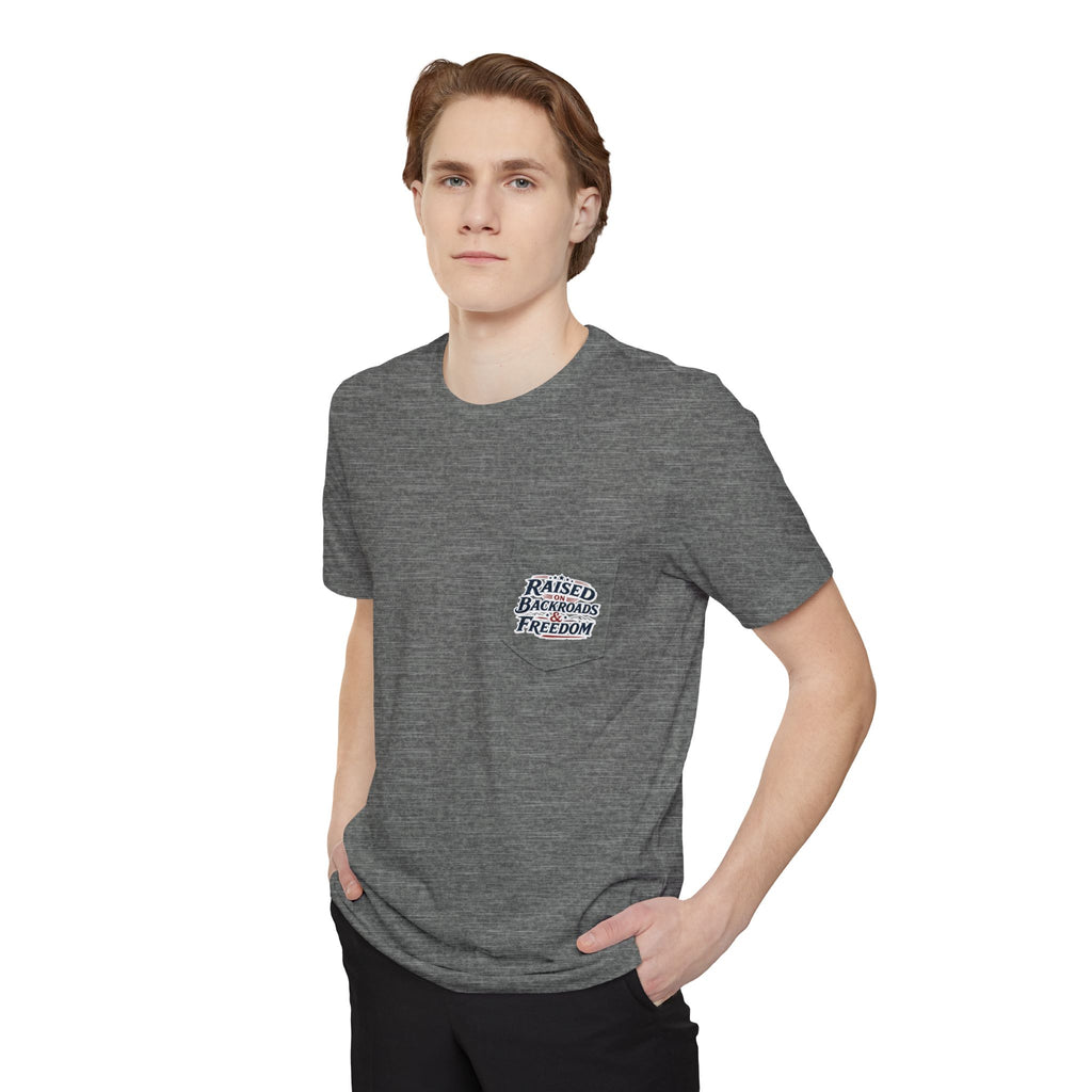 Pocket Tee — "Raised by Backyard Freedom" Casual Graphic T-Shirt