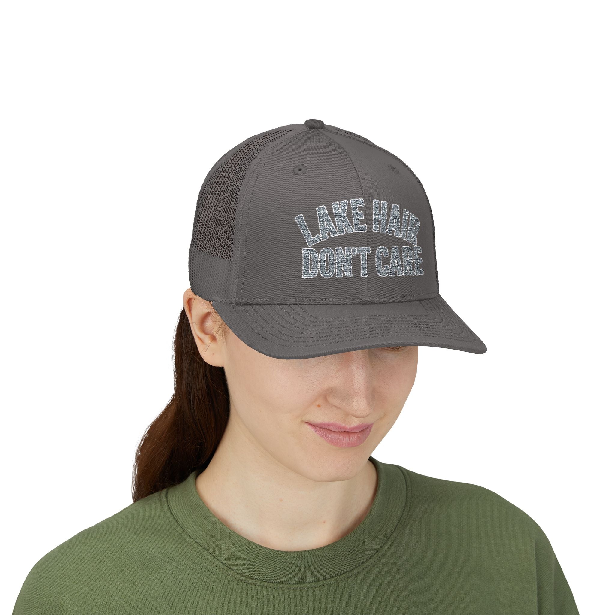 Lake Hair Don’t Care Trucker Cap — Casual Summer Snapback Hat for Lake Days