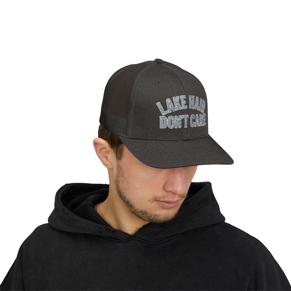Lake Hair Don’t Care Trucker Cap — Casual Summer Snapback Hat for Lake Days