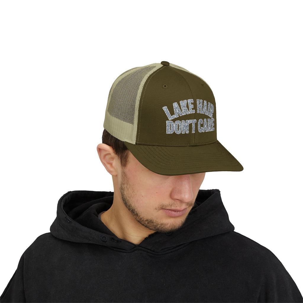Lake Hair Don’t Care Trucker Cap — Casual Summer Snapback Hat for Lake Days