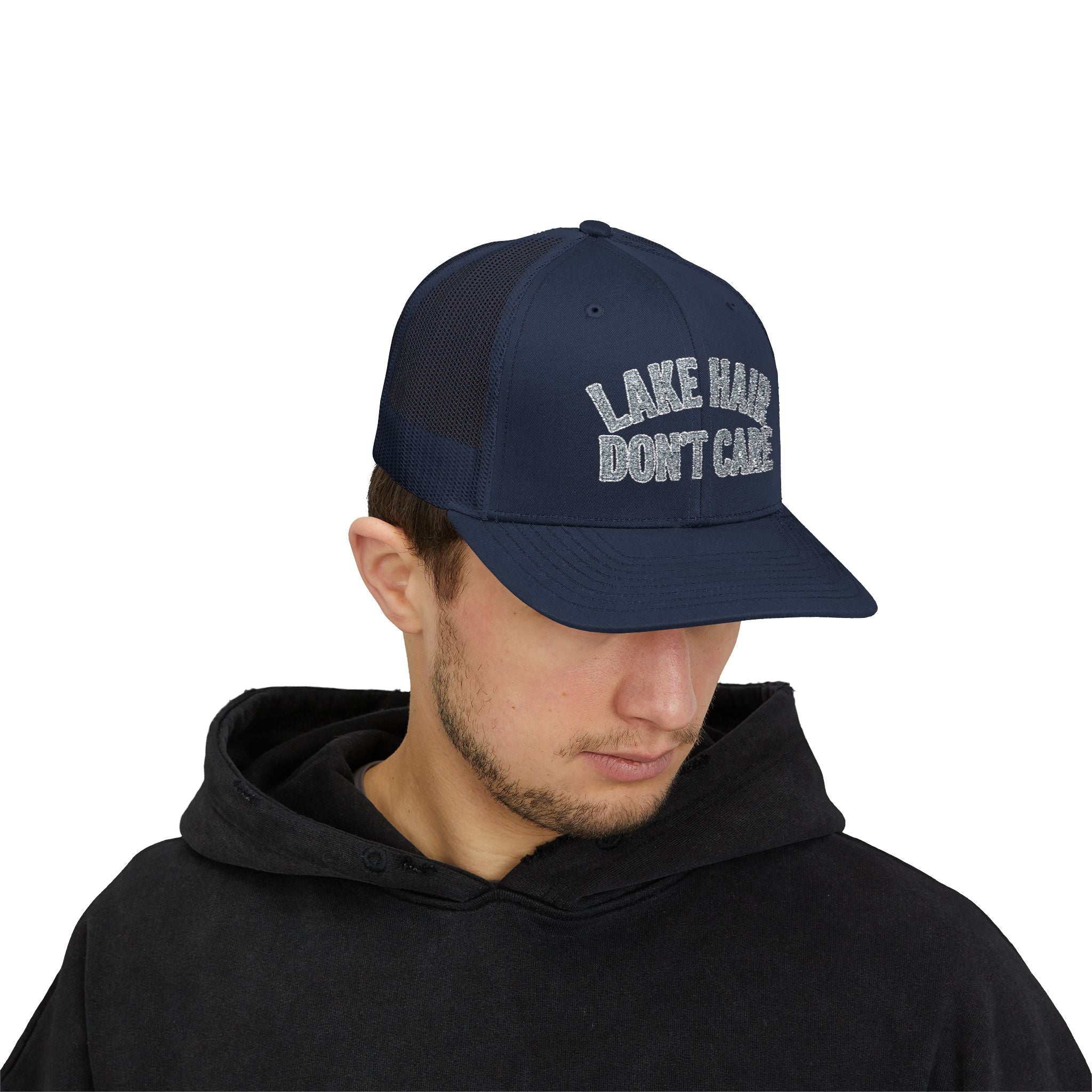 Lake Hair Don’t Care Trucker Cap — Casual Summer Snapback Hat for Lake Days