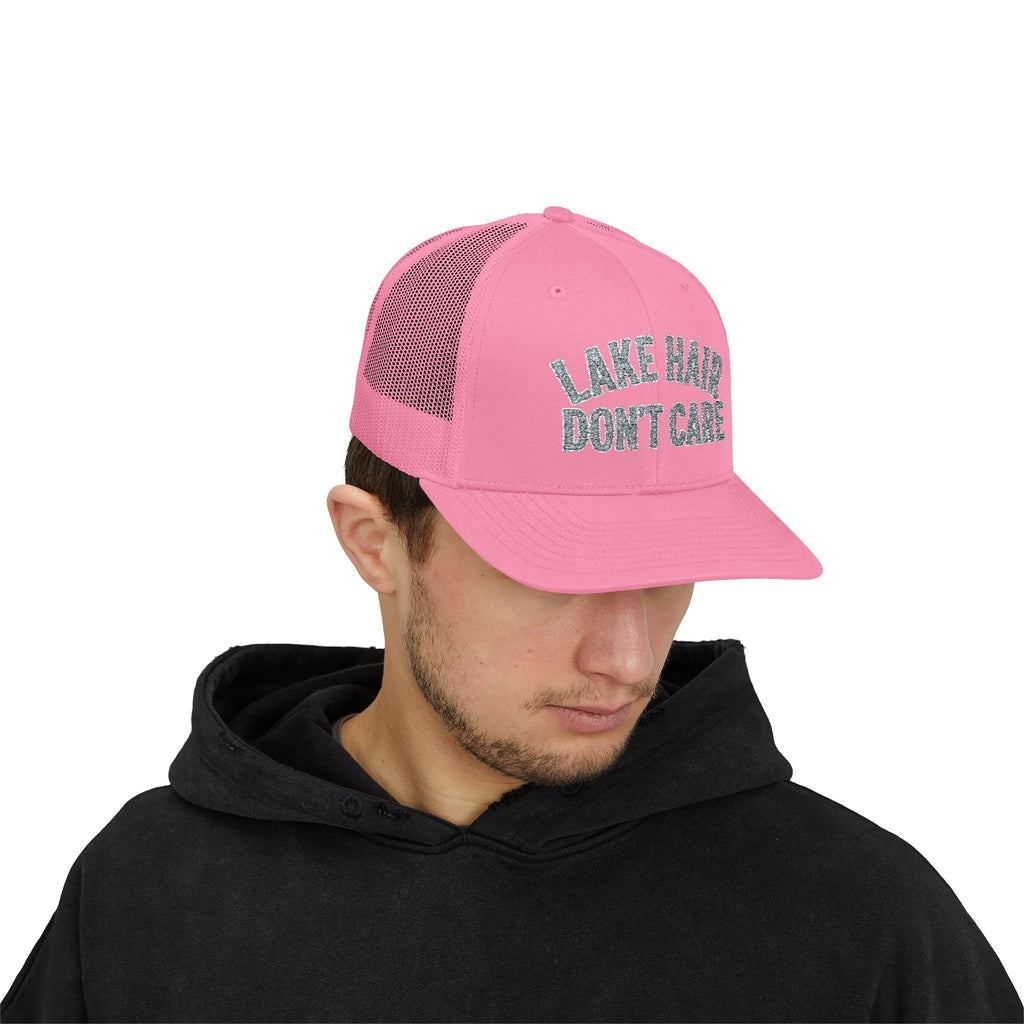 Lake Hair Don’t Care Trucker Cap — Casual Summer Snapback Hat for Lake Days