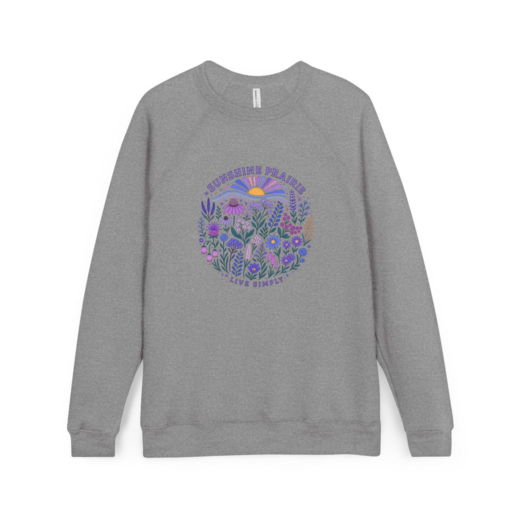 Sunshine Prairie Purple & Blues Fleece Raglan Sweatshirt