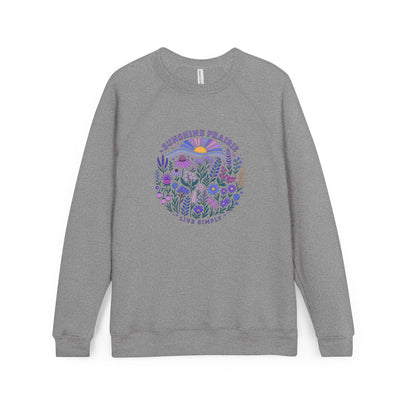 Sunshine Prairie Purple & Blues Fleece Raglan Sweatshirt