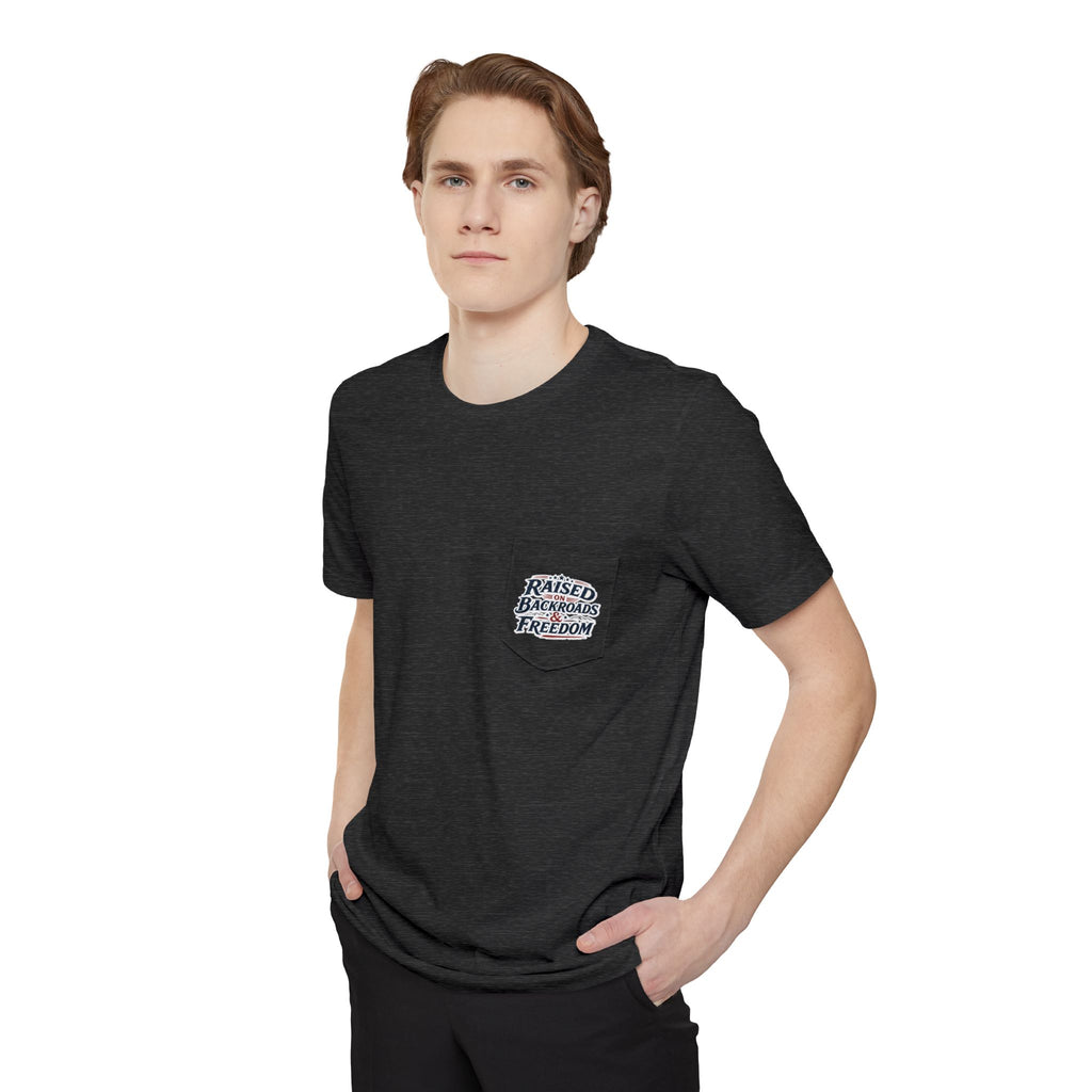 Pocket Tee — "Raised by Backyard Freedom" Casual Graphic T-Shirt
