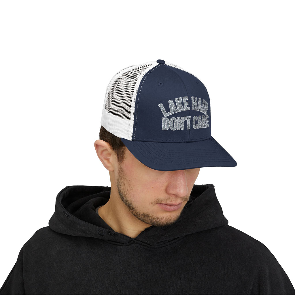 Lake Hair Don’t Care Trucker Cap — Casual Summer Snapback Hat for Lake Days