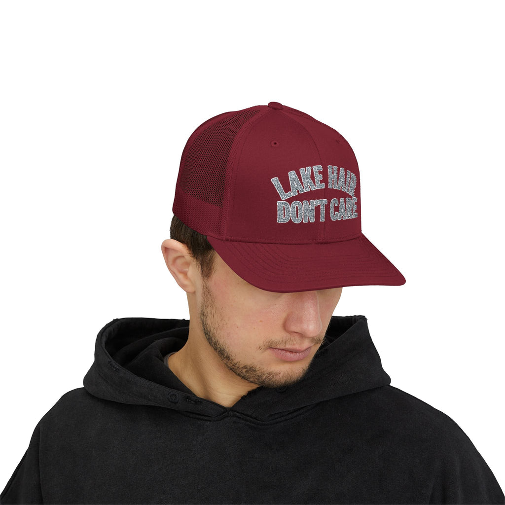 Lake Hair Don’t Care Trucker Cap — Casual Summer Snapback Hat for Lake Days