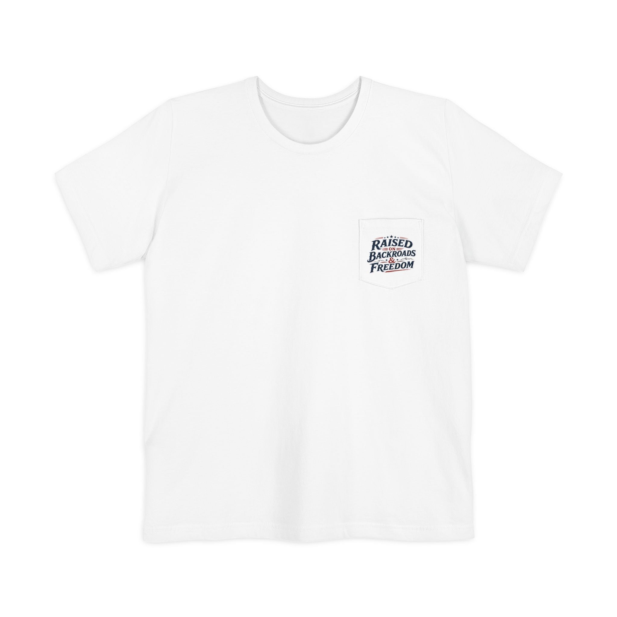 Pocket Tee — "Raised by Backyard Freedom" Casual Graphic T-Shirt