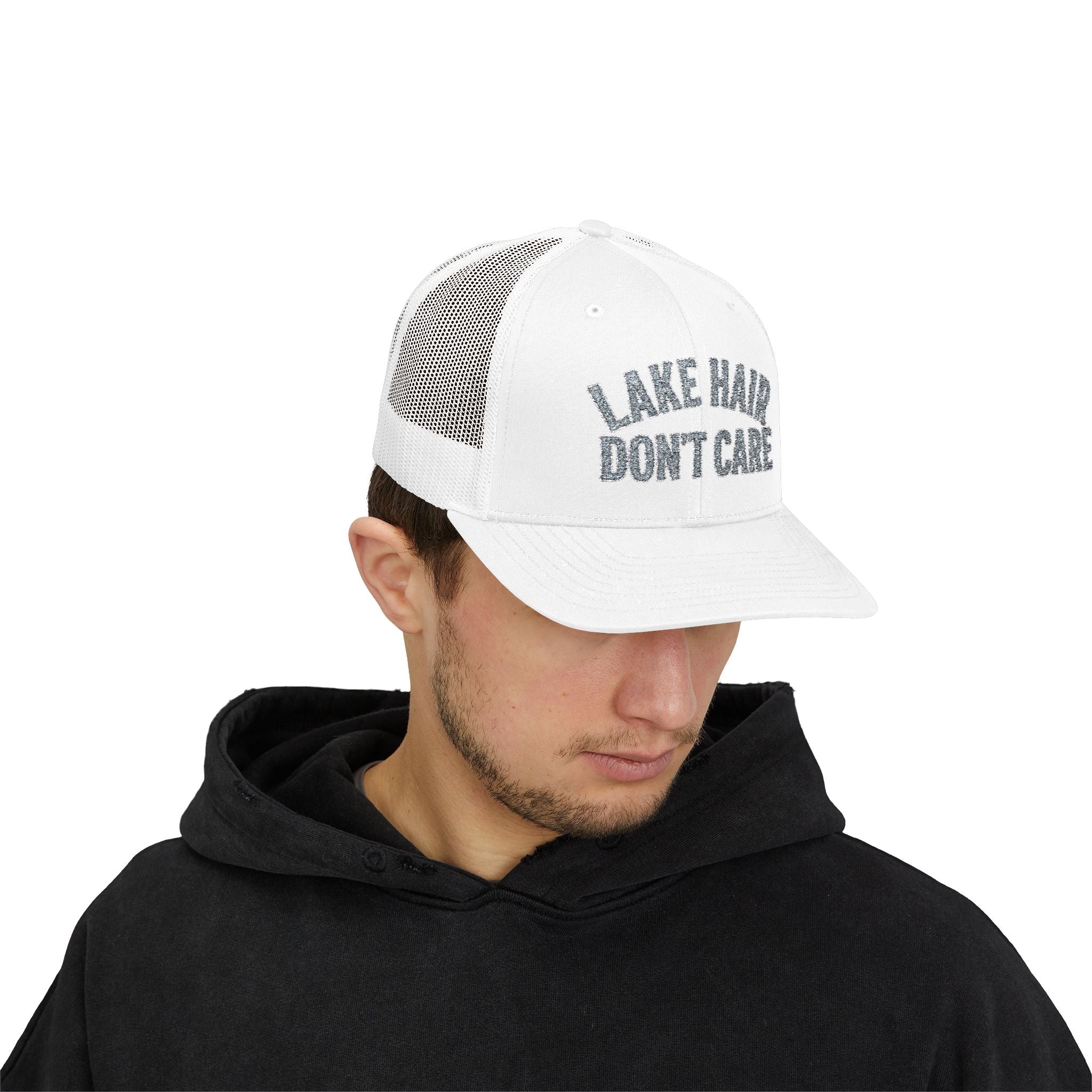 Lake Hair Don’t Care Trucker Cap — Casual Summer Snapback Hat for Lake Days