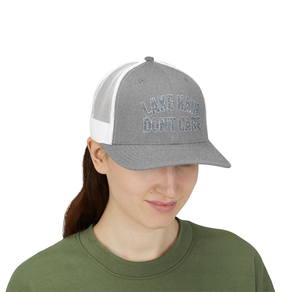 Lake Hair Don’t Care Trucker Cap — Casual Summer Snapback Hat for Lake Days