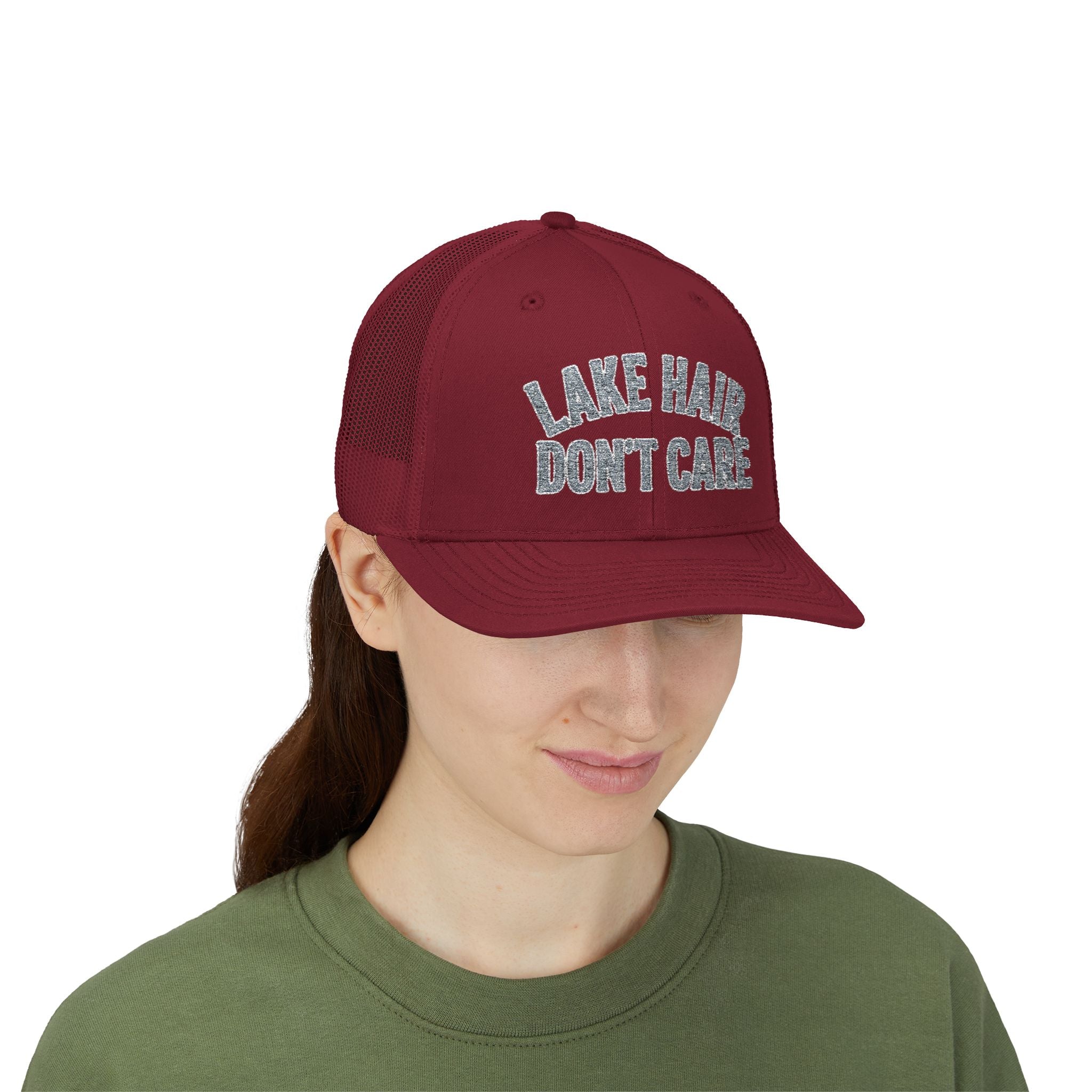Lake Hair Don’t Care Trucker Cap — Casual Summer Snapback Hat for Lake Days