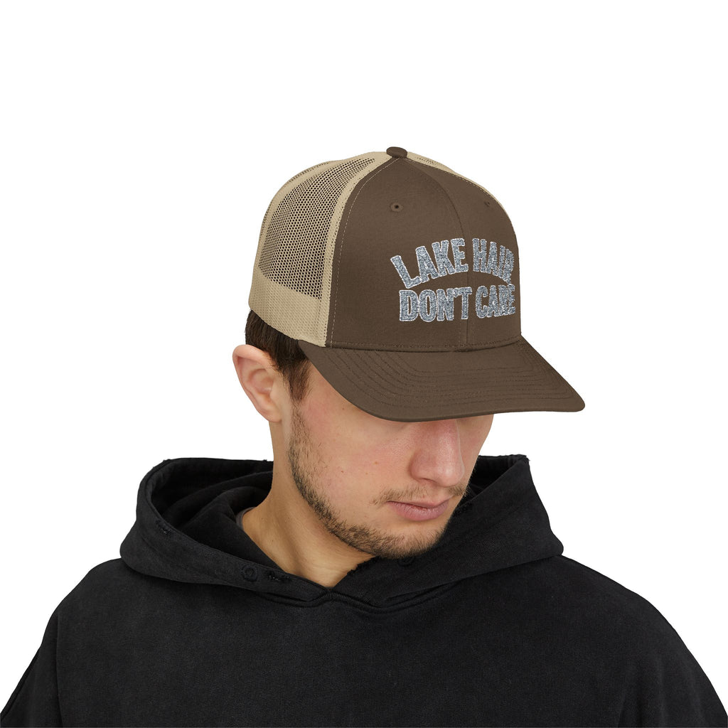 Lake Hair Don’t Care Trucker Cap — Casual Summer Snapback Hat for Lake Days