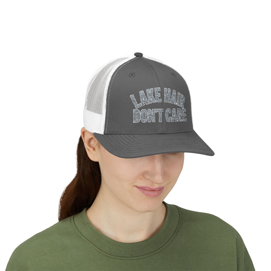 Lake Hair Don’t Care Trucker Cap — Casual Summer Snapback Hat for Lake Days