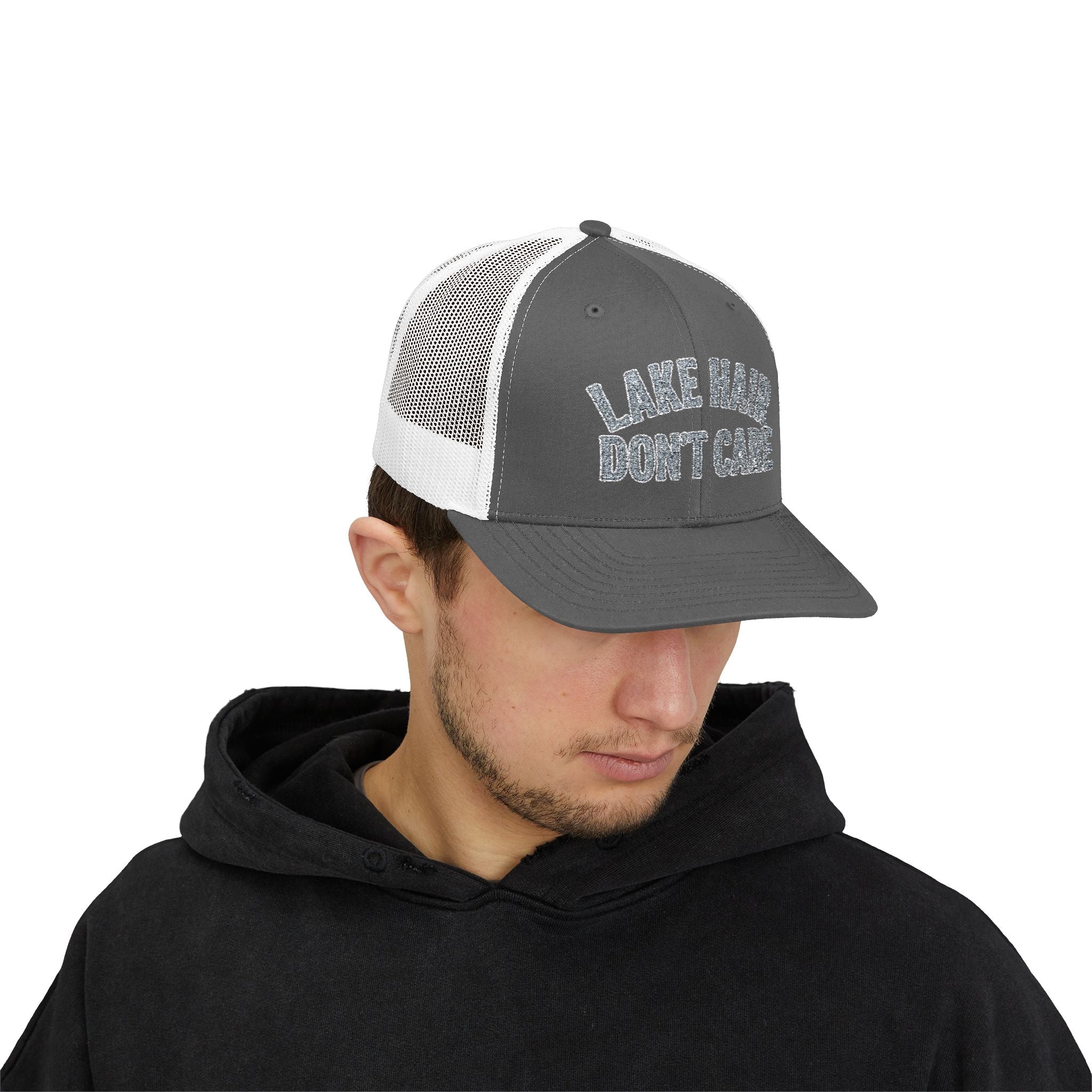 Lake Hair Don’t Care Trucker Cap — Casual Summer Snapback Hat for Lake Days