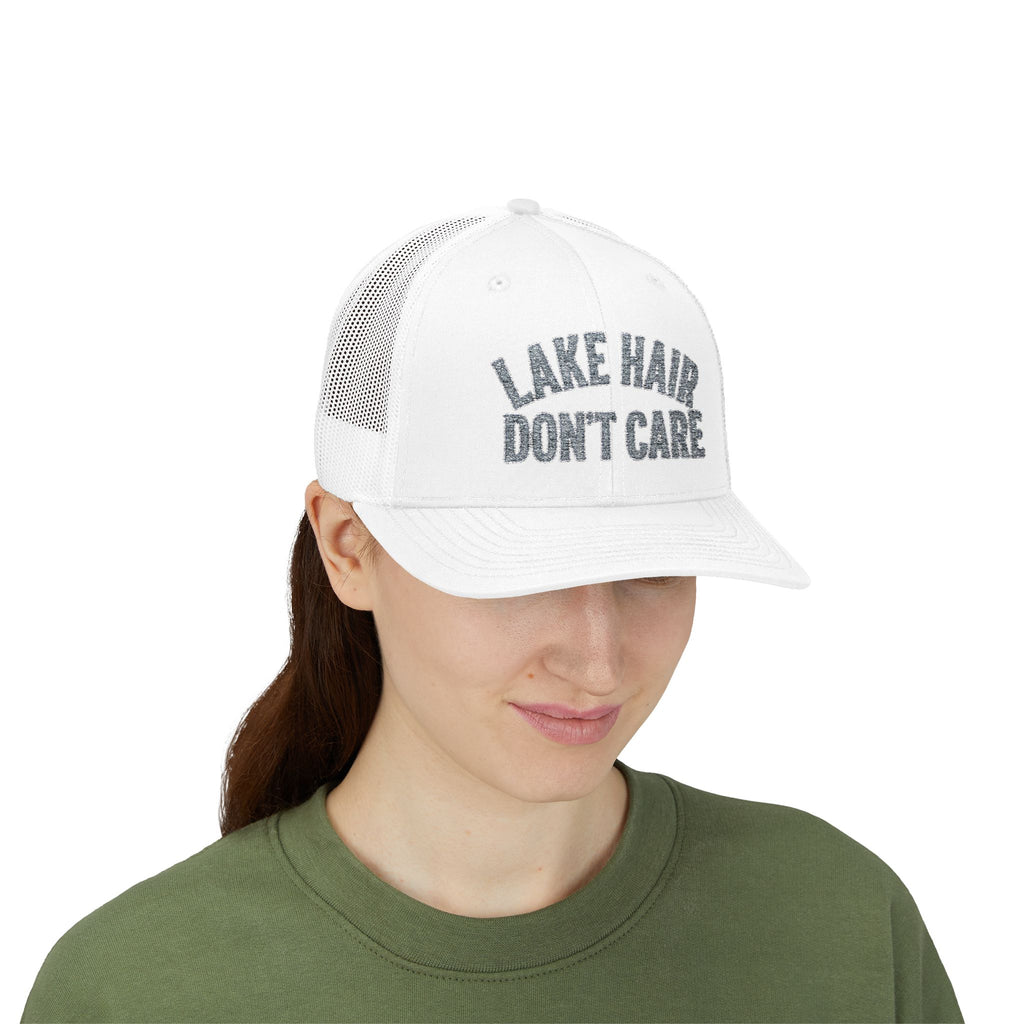 Lake Hair Don’t Care Trucker Cap — Casual Summer Snapback Hat for Lake Days